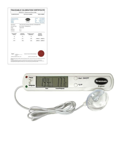 Brannan TC-008 | THERMcert Pre-Calibrated Digital Fridge Thermometer | 0 & 35 °C - generaltechuae