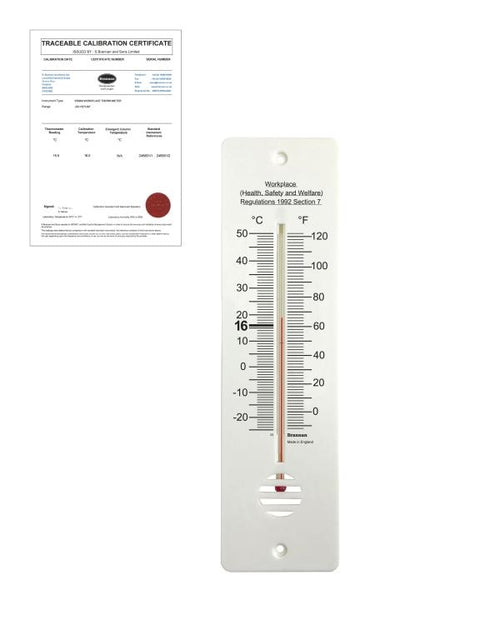 Brannan TC-016 | THERMcert Pre-Calibrated 255 mm Workplace Thermometer | Point 16 °C - generaltechuae