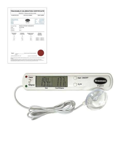 Brannan TC-021 | THERMcert Pre-Calibrated Digital Freezer Thermometer | Points -18 & 0 °C - generaltechuae
