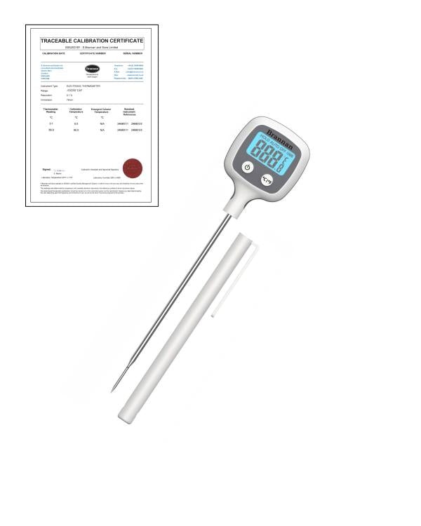 Brannan TC-022 | THERMcert Pre-Calibrated High Precision Paddle Thermometer | Points 0 & 90 °C, ±0.5 °C - generaltechuae