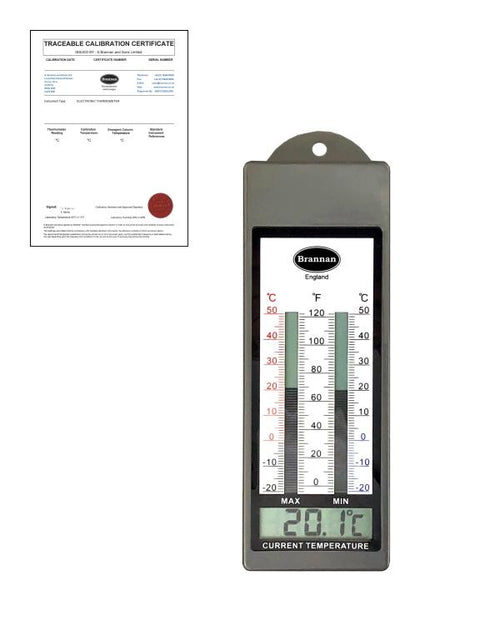 Brannan TC-024 | THERMcert Pre-Calibrated Waterproof Max Min Thermometer | Points 0 & 35 °C - generaltechuae