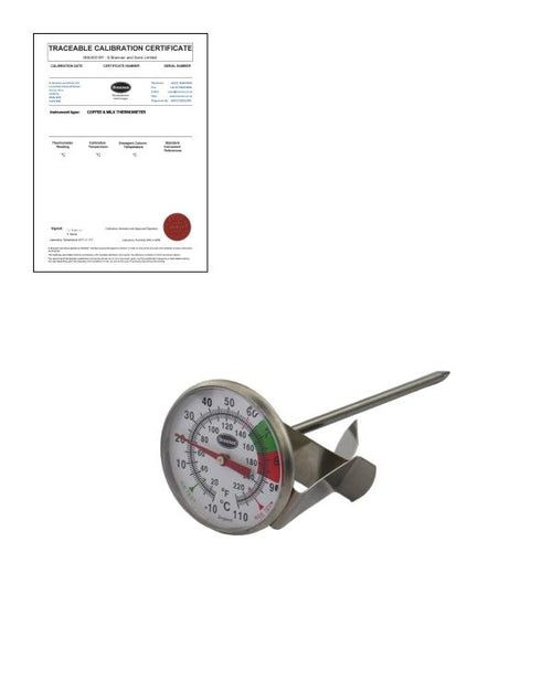 Brannan TC-025 | THERMcert Pre-Calibrated Milk & Coffee Thermometer | Points 0 & 90 °C - generaltechuae
