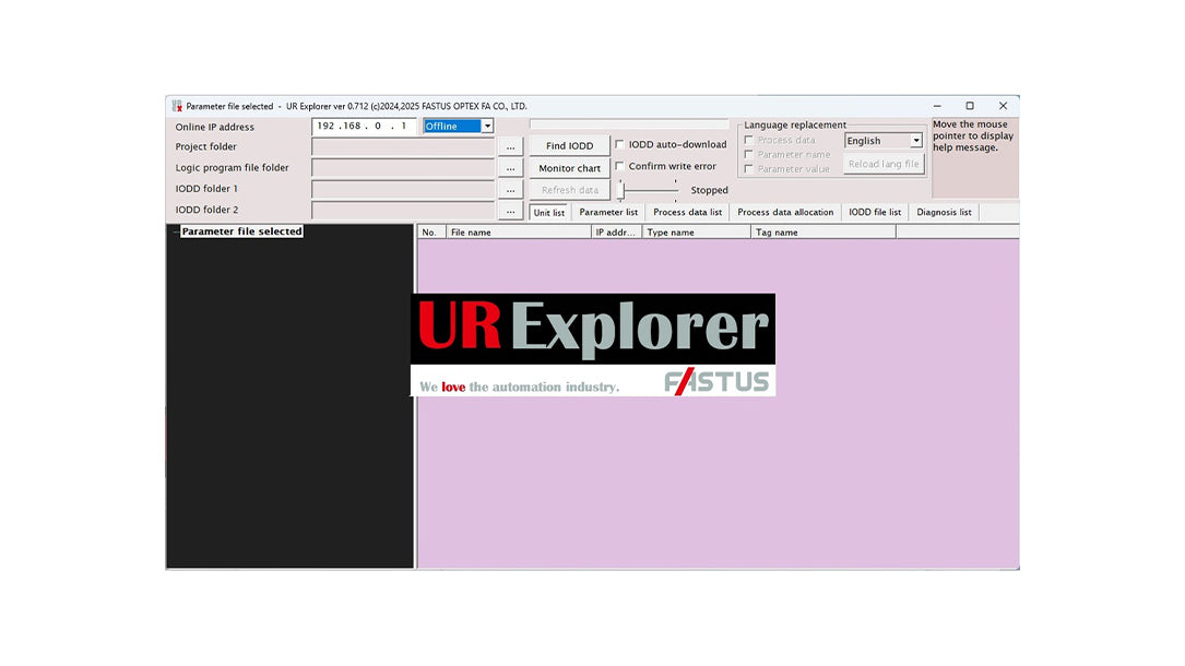 OPTEX FA UR Explorer | IO-Link Master Setup Software | Windows 10 or Later
