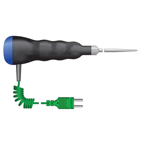 ETI 343-161 | Waterproof Thermocouple Penetration Probe | Blue, coiled lead, Type K - generaltechuae