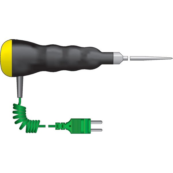 ETI 343-167 | Waterproof Thermocouple Penetration Probe | Yellow, coiled lead, Type K - generaltechuae