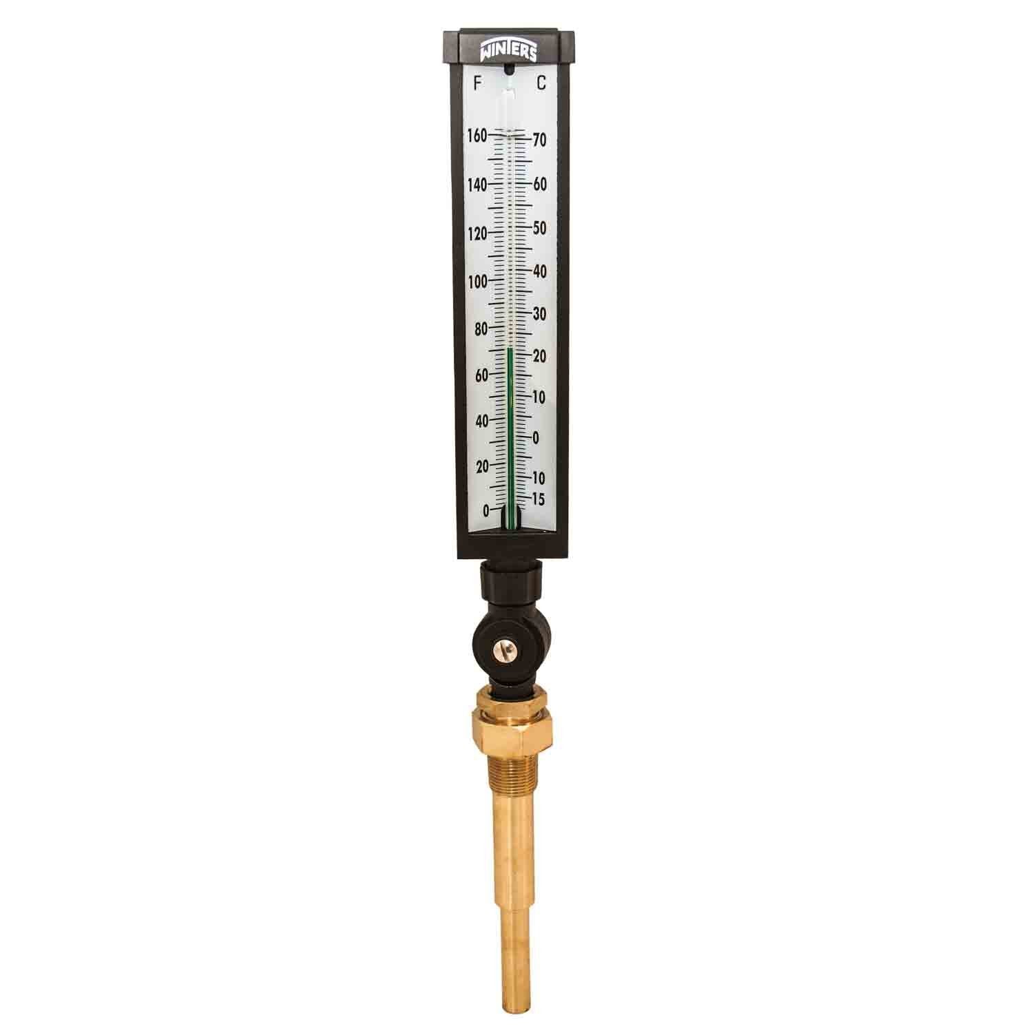Winters TIM103-6AC-R-UV | Industrial 9” Thermometer | 3/4” NPT with thermowell |  0°F to 160°F & -15°C to 70°C