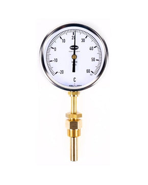 Brannan 97/650/0 | Liquid Expansion Dial Thermometer | 100 mm, Bottom, 150 mm Stem, 100 mm Pocket, 0 to +200 °C, °C/°F - generaltechuae