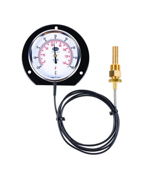 Brannan 92/621/2 | Remote Reading Dial Thermometer | 100 mm, back entry, -40 to +40 °C, 1.5 m capillary, 200 mm stem - generaltechuae
