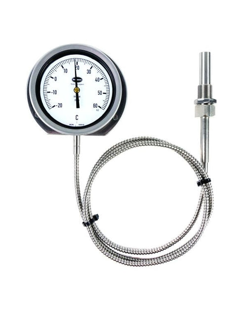 Brannan 315/630/3 | Remote Dial Thermometer | 150 mm dial, 1.5 m capillary, 0 to +200 °C/°F, 250 mm stem, sliding union - generaltechuae