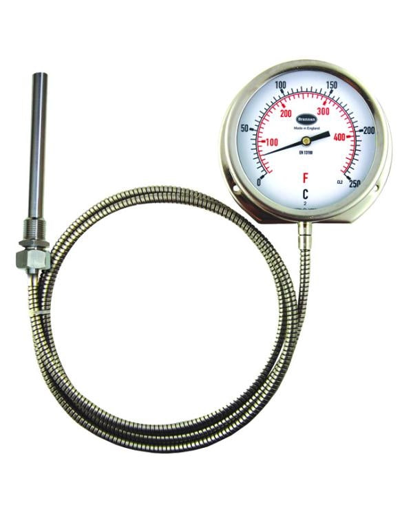 Brannan 307/629/3 | Remote Dial Thermometer | 150 mm dial, 5 m capillary, 0 to +200 °C, 250 mm stem, 150 mm pocket - generaltechuae (2)