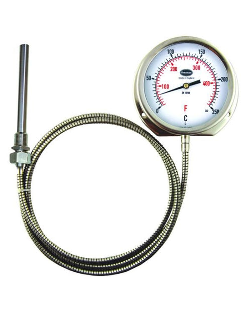 Brannan 315/629/2 | Remote Dial Thermometer | 150 mm dial, 1.5 m capillary, 0 to +200 °C, 200 mm stem, sliding union - generaltechuae (2)