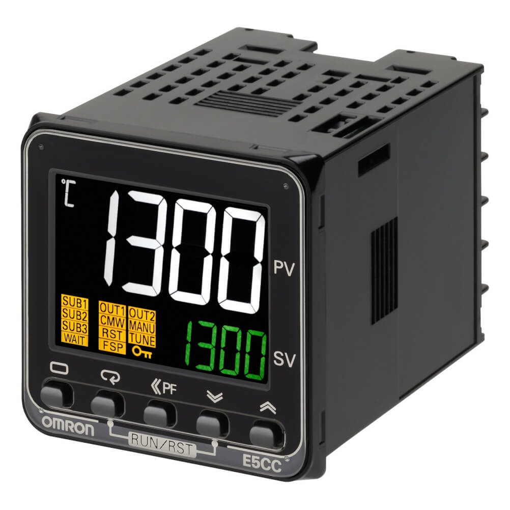 OMRON E5CC-QX3A5M-000 | Temperature controller, 1/16 DIN (48x48 mm), 12 VDC pulse output, 3 AUX, 100-240 VAC