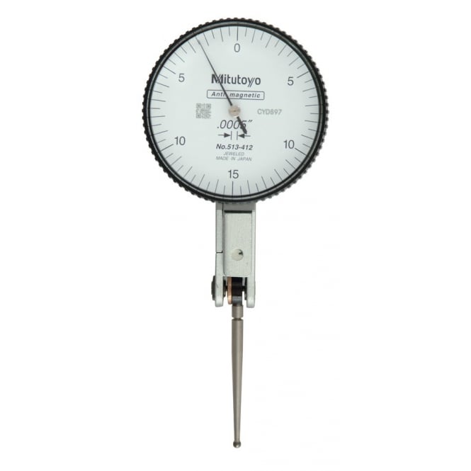 Mitutoyo 513-412 Long Stylus Lever Indicator, Range 0.03", Graduation .0005"